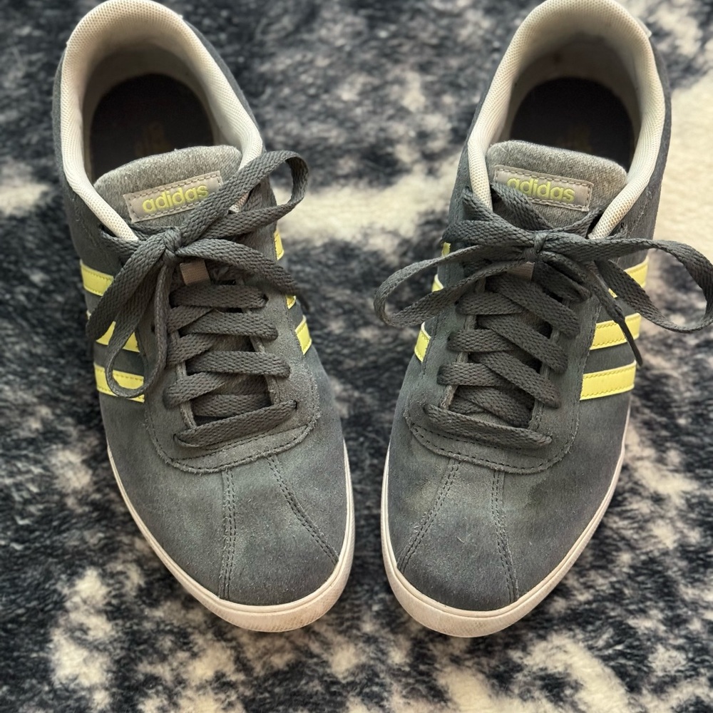 Adidas leather grey and lime green NEO